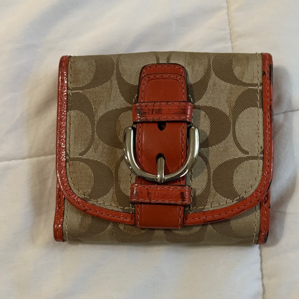 Coach Tan and Red Wallet